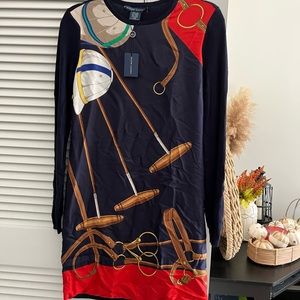 Ralph Lauren Blue Label navy silk/sweater dress Sz Medium NEW RL Collection Rare